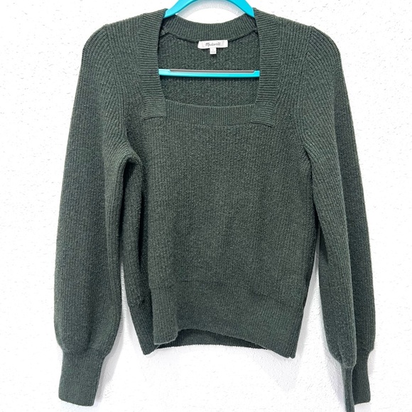 Madewell‎ Olive Green wool blend Square Neck Sweater S - Picture 9 of 9